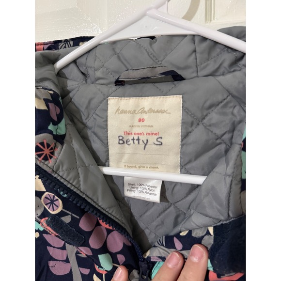 Hanna Andersson Baby Snowsuit Bunting Floral Print Hooded One Piece Size 80 - Picture 7 of 7